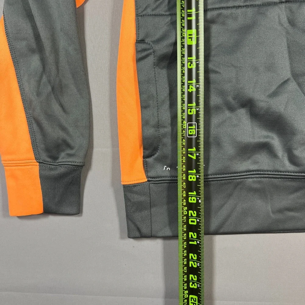 Jordan Therma Fit Hoodie Boys M 10-12 Gray Orange Jumpman Logo Kangaroo Pocket
